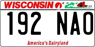 WI license plate 192NAO