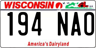 WI license plate 194NAO