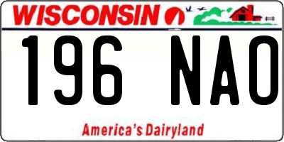 WI license plate 196NAO