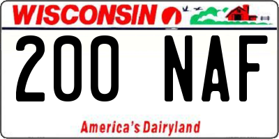 WI license plate 200NAF