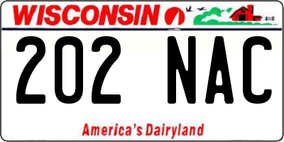 WI license plate 202NAC
