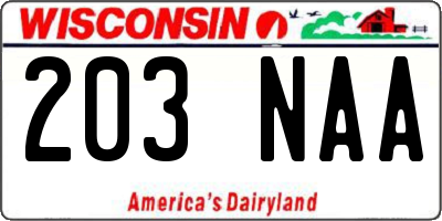 WI license plate 203NAA