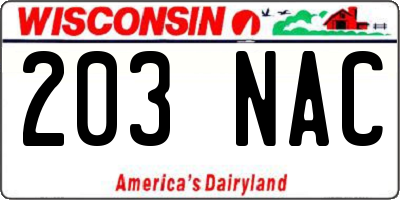 WI license plate 203NAC
