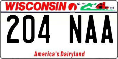 WI license plate 204NAA