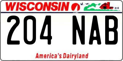 WI license plate 204NAB
