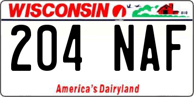 WI license plate 204NAF