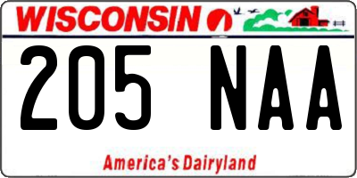WI license plate 205NAA
