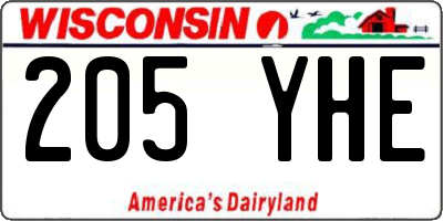 WI license plate 205YHE