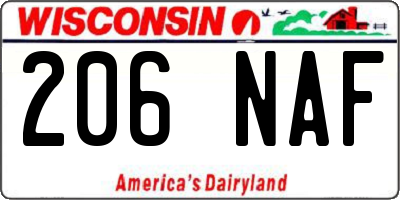 WI license plate 206NAF