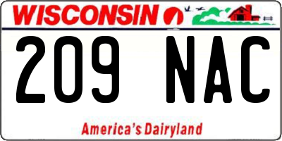 WI license plate 209NAC