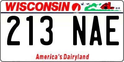 WI license plate 213NAE