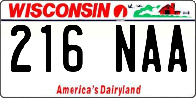 WI license plate 216NAA