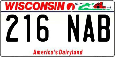 WI license plate 216NAB