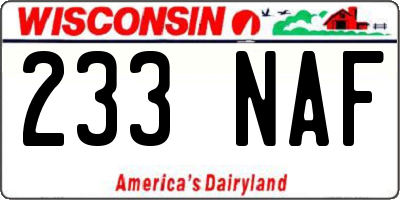 WI license plate 233NAF