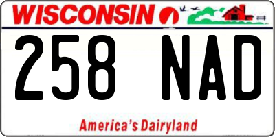 WI license plate 258NAD
