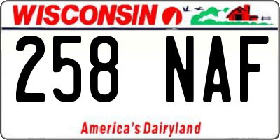 WI license plate 258NAF