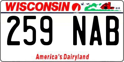 WI license plate 259NAB