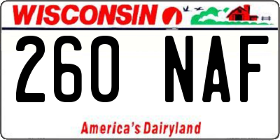 WI license plate 260NAF