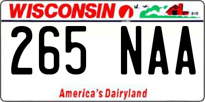 WI license plate 265NAA
