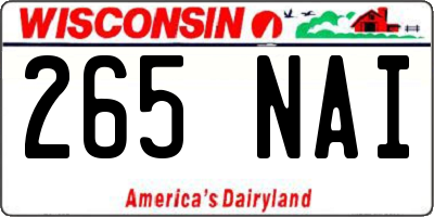 WI license plate 265NAI