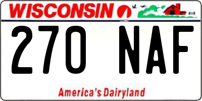 WI license plate 270NAF