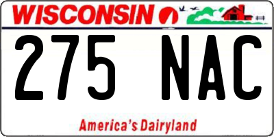 WI license plate 275NAC