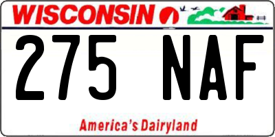 WI license plate 275NAF