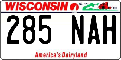 WI license plate 285NAH