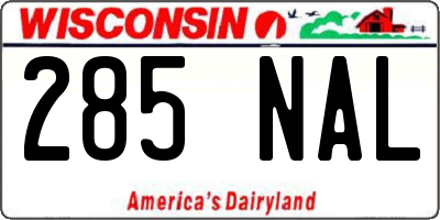 WI license plate 285NAL