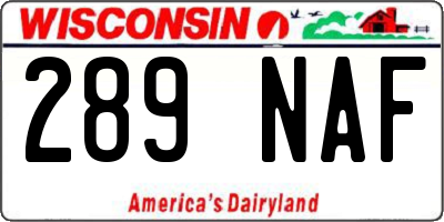 WI license plate 289NAF