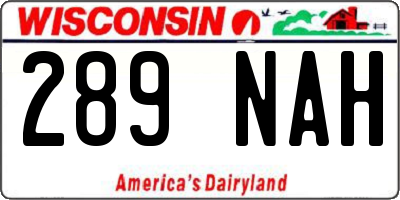 WI license plate 289NAH
