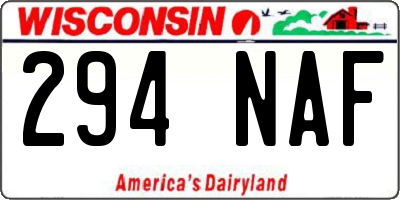 WI license plate 294NAF
