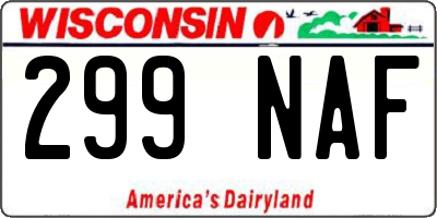 WI license plate 299NAF