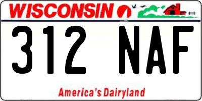 WI license plate 312NAF