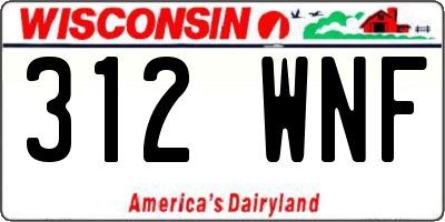 WI license plate 312WNF
