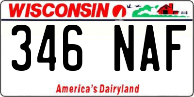 WI license plate 346NAF