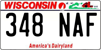 WI license plate 348NAF