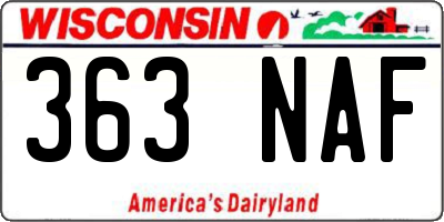 WI license plate 363NAF
