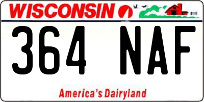 WI license plate 364NAF