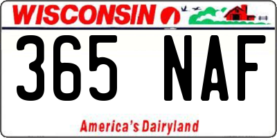 WI license plate 365NAF