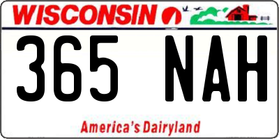 WI license plate 365NAH