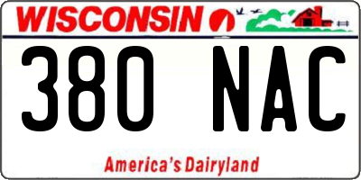 WI license plate 380NAC