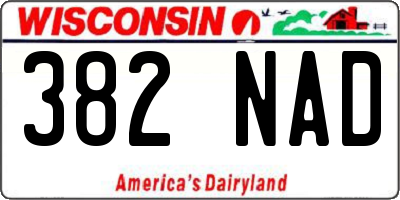 WI license plate 382NAD