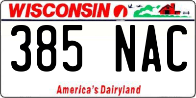 WI license plate 385NAC