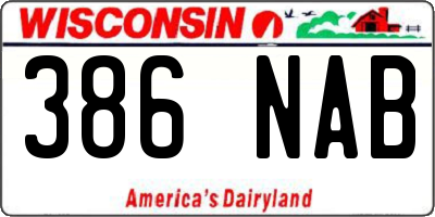 WI license plate 386NAB
