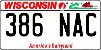 WI license plate 386NAC