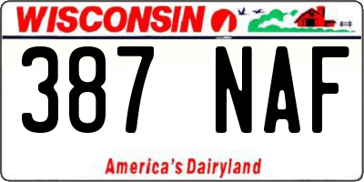 WI license plate 387NAF