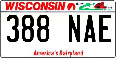 WI license plate 388NAE
