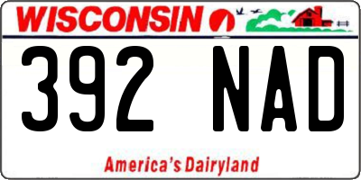 WI license plate 392NAD