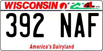 WI license plate 392NAF